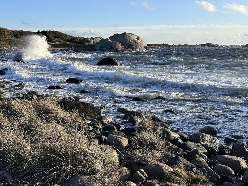 Waves eroding a coastal cliff
